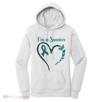 Ovarian Cancer Awareness  I’M A Survivor Teal Ribbon Women's Hoodie thumb 0