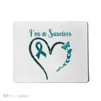 Ovarian Cancer Awareness  I’M A Survivor Teal Ribbon Mousepad thumb 0
