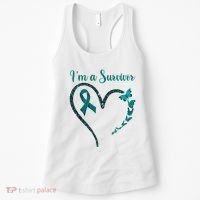 Ovarian Cancer Awareness  I’M A Survivor Teal Ribbon Women's Tank Top thumb 0