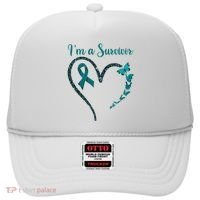 Ovarian Cancer Awareness  I’M A Survivor Teal Ribbon Hat thumb 0