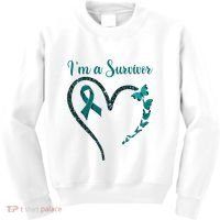 Ovarian Cancer Awareness  I’M A Survivor Teal Ribbon Kids Sweatshirt thumb 0