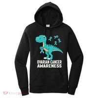 Ovarian Cancer Awareness Teal Ribbon Dinosaur Women Women's Hoodie thumb 0