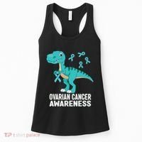 Ovarian Cancer Awareness Teal Ribbon Dinosaur Women Women's Tank Top thumb 0