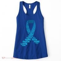 Ovarian Cancer Awareness Hope Faith Love Teal Ribbon Warrior Funny Gift Women's Tank Top thumb 0