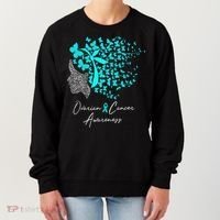 Ovarian Cancer Awareness Teal Butterflies Women's Sweatshirt thumb 0