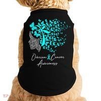 Ovarian Cancer Awareness Teal Butterflies Doggie Tank thumb 0