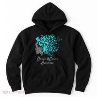 Ovarian Cancer Awareness Teal Butterflies Hoodie thumb 0