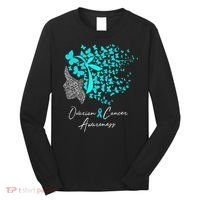 Ovarian Cancer Awareness Teal Butterflies Long Sleeve Shirt thumb 0