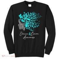 Ovarian Cancer Awareness Teal Butterflies Sweatshirt thumb 0