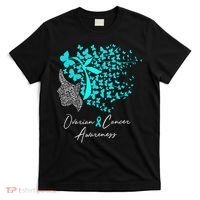 Ovarian Cancer Awareness Teal Butterflies T-Shirt thumb 0