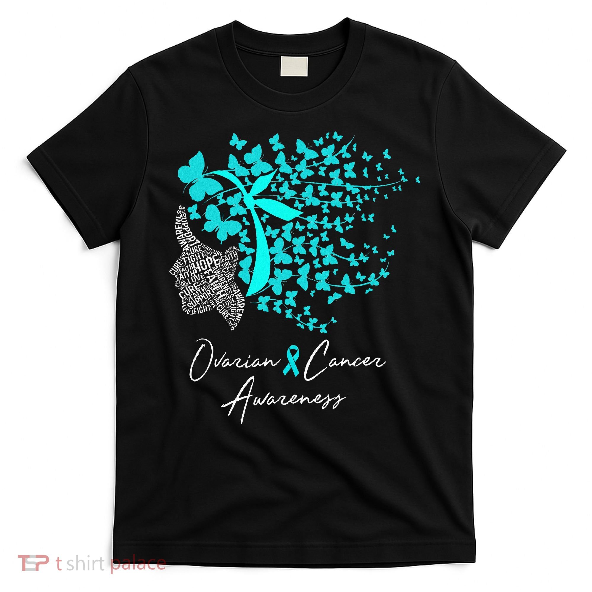 Ovarian Cancer Awareness Teal Butterflies T-Shirt