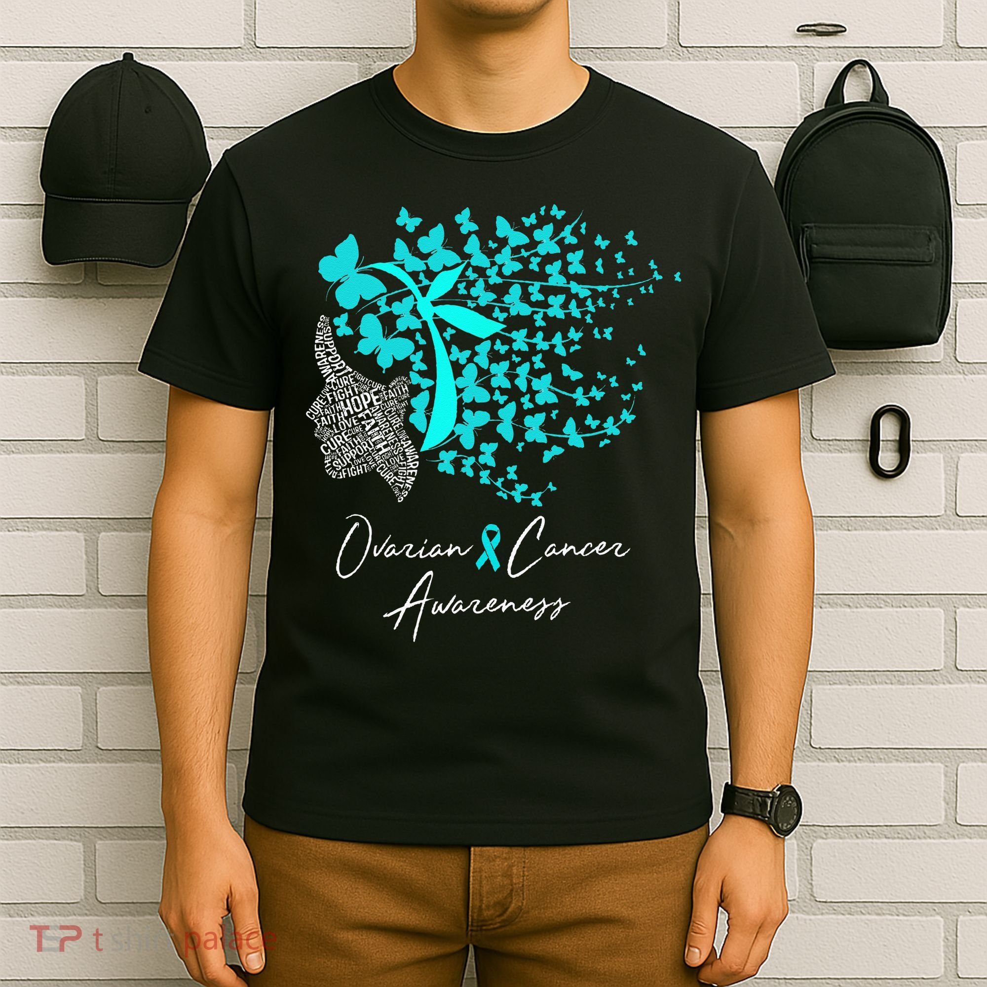 Ovarian Cancer Awareness Teal Butterflies T-Shirt