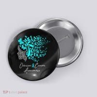 Ovarian Cancer Awareness Teal Butterflies Button thumb 0