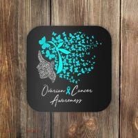 Ovarian Cancer Awareness Teal Butterflies Coaster thumb 0