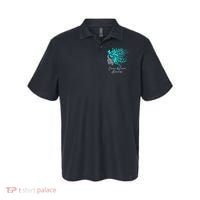 Ovarian Cancer Awareness Teal Butterflies Polo thumb 0