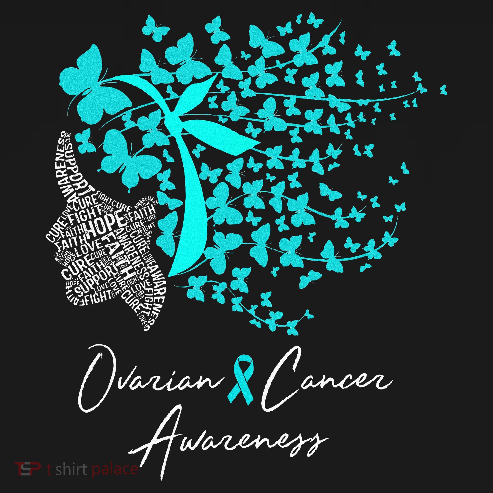 Ovarian Cancer Awareness Teal Butterflies Women's Hoodie