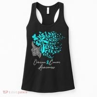 Ovarian Cancer Awareness Teal Butterflies Women's Tank Top thumb 0