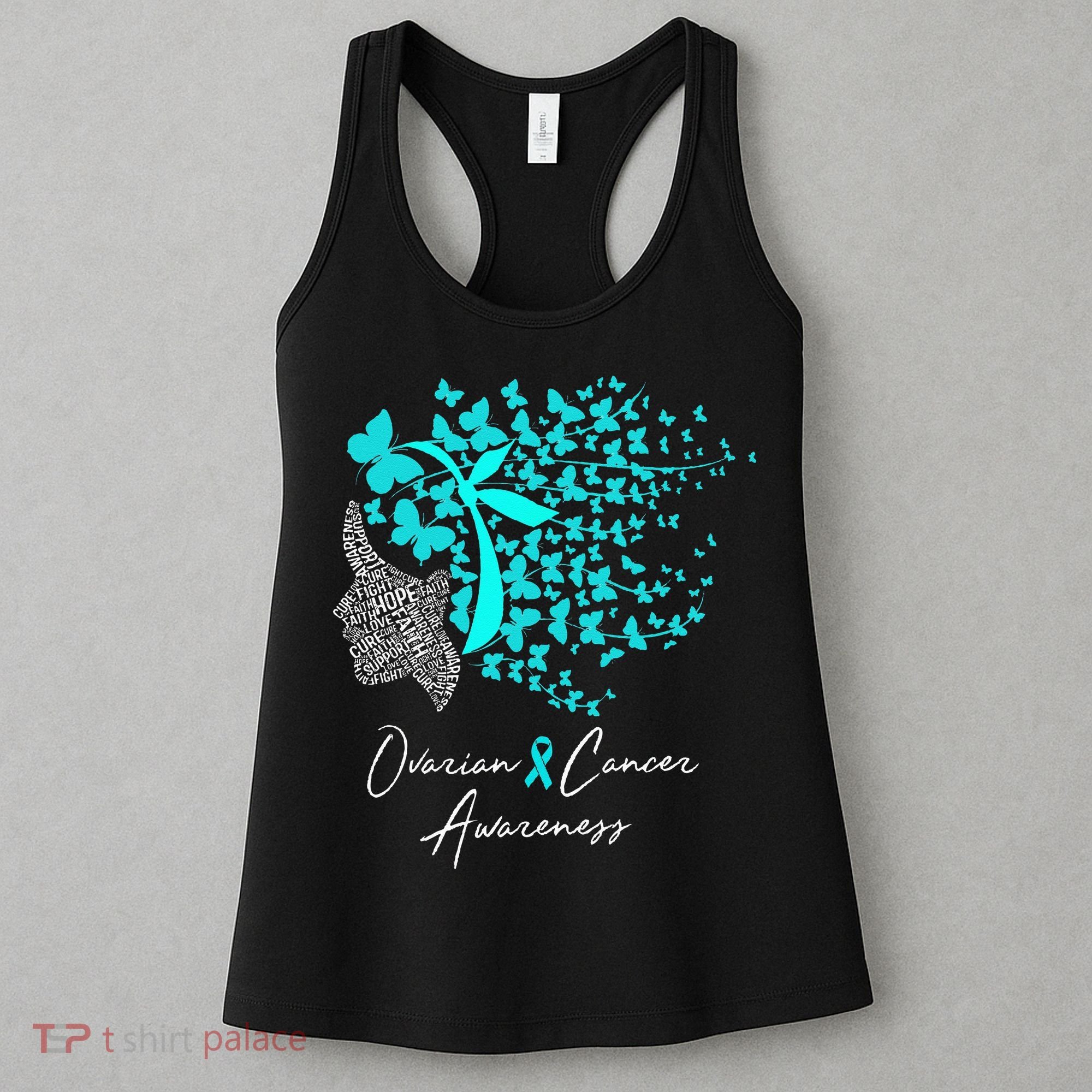 Ovarian Cancer Awareness Teal Butterflies Women's Tank Top