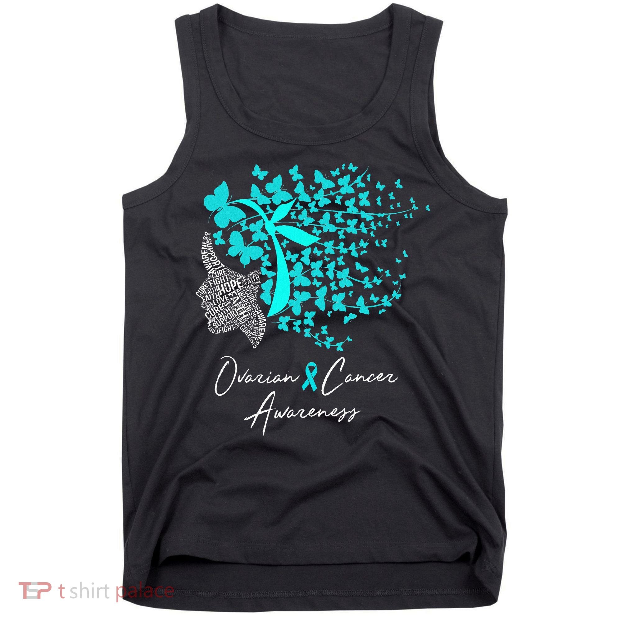 Ovarian Cancer Awareness Teal Butterflies Tank Top