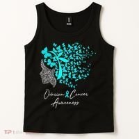 Ovarian Cancer Awareness Teal Butterflies Tank Top thumb 2