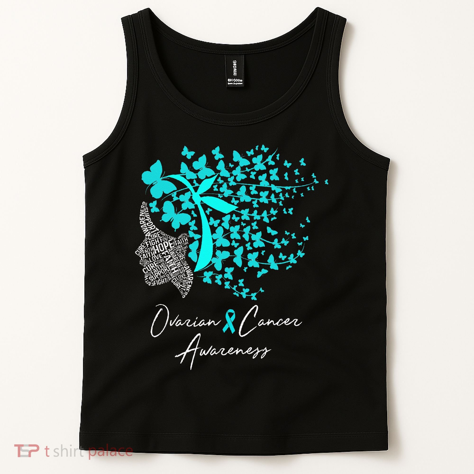Ovarian Cancer Awareness Teal Butterflies Tank Top