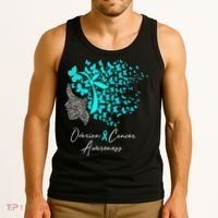 Ovarian Cancer Awareness Teal Butterflies Tank Top thumb 3