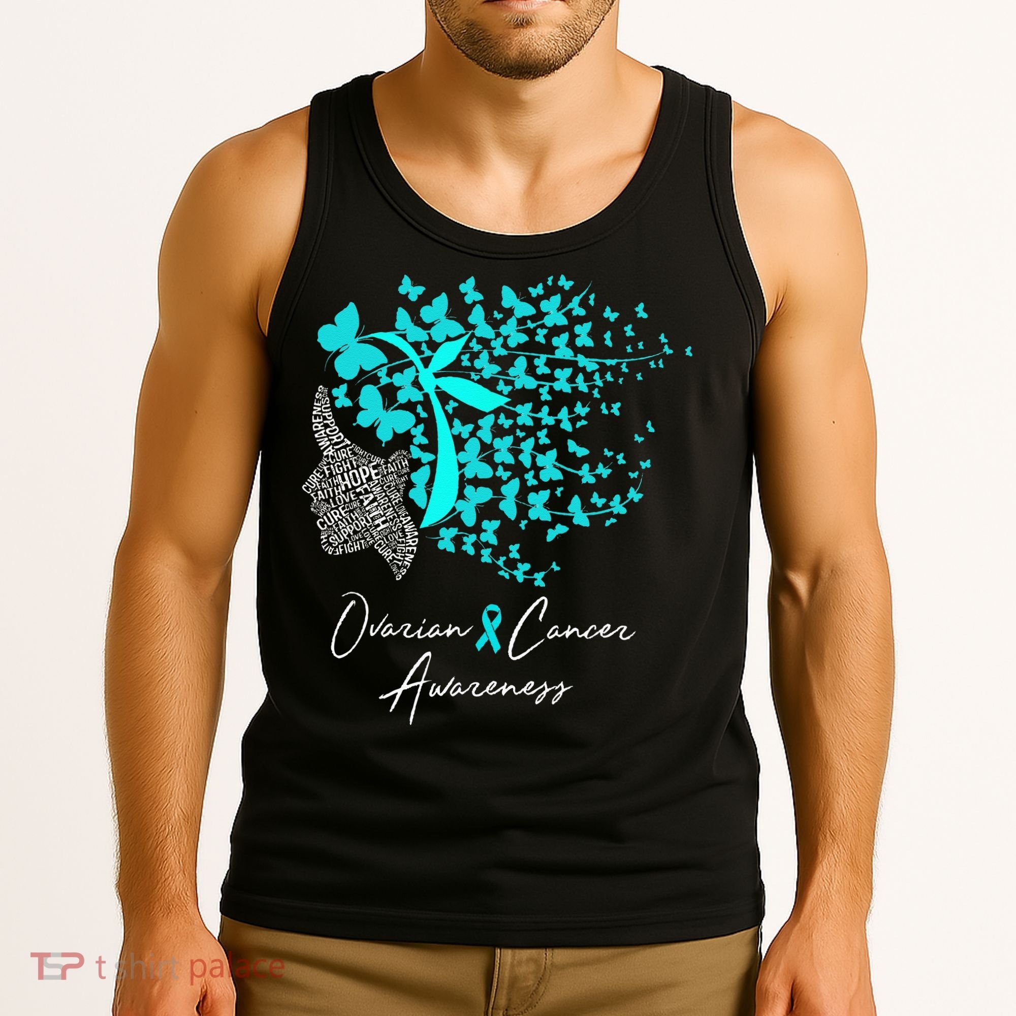 Ovarian Cancer Awareness Teal Butterflies Tank Top