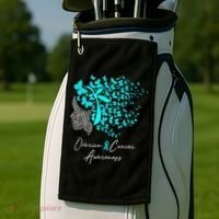 Ovarian Cancer Awareness Teal Butterflies Golf Towel thumb 2