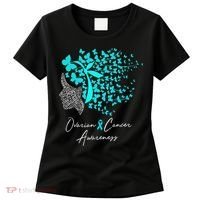 Ovarian Cancer Awareness Teal Butterflies Women's T-Shirt thumb 0