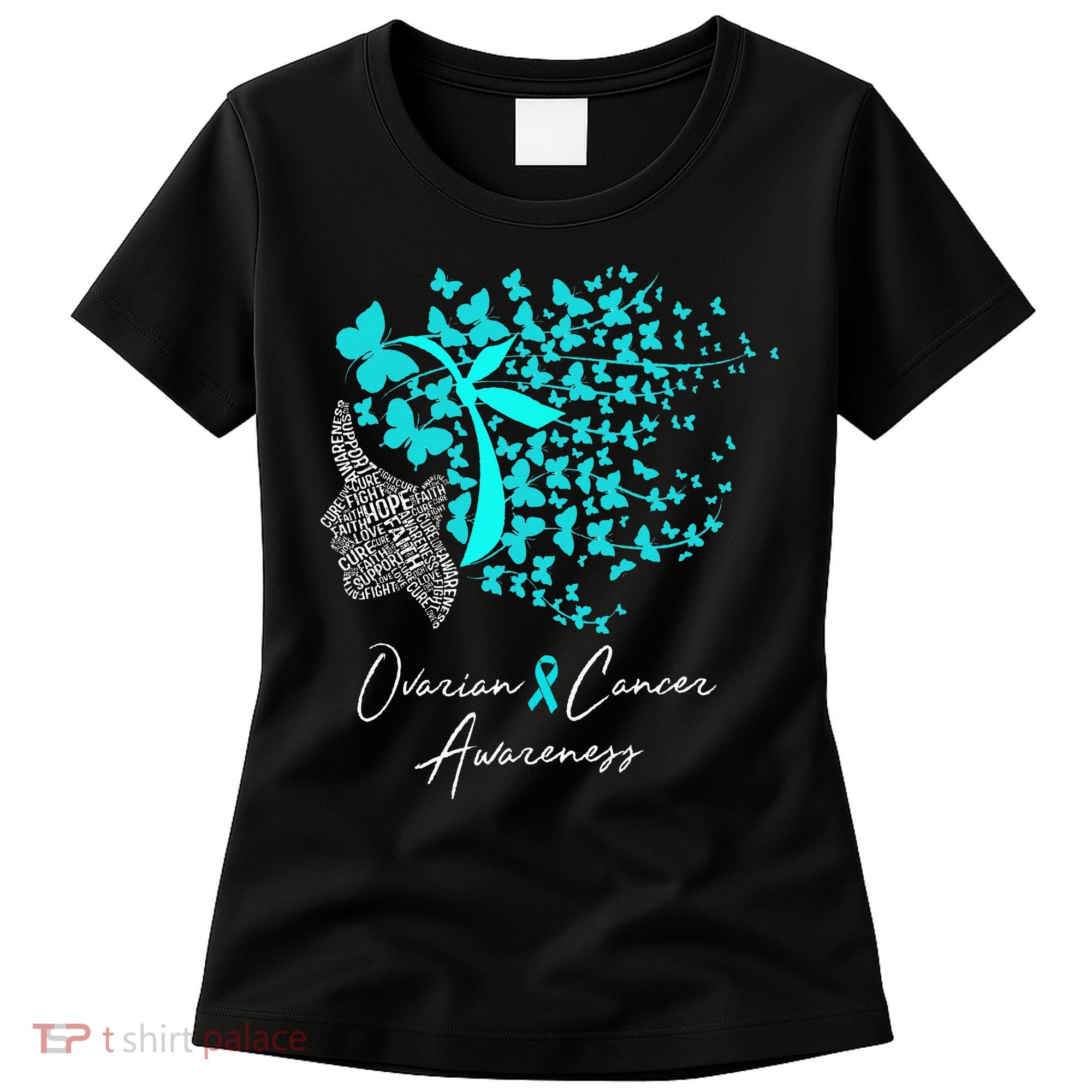 Ovarian Cancer Awareness Teal Butterflies Women's T-Shirt