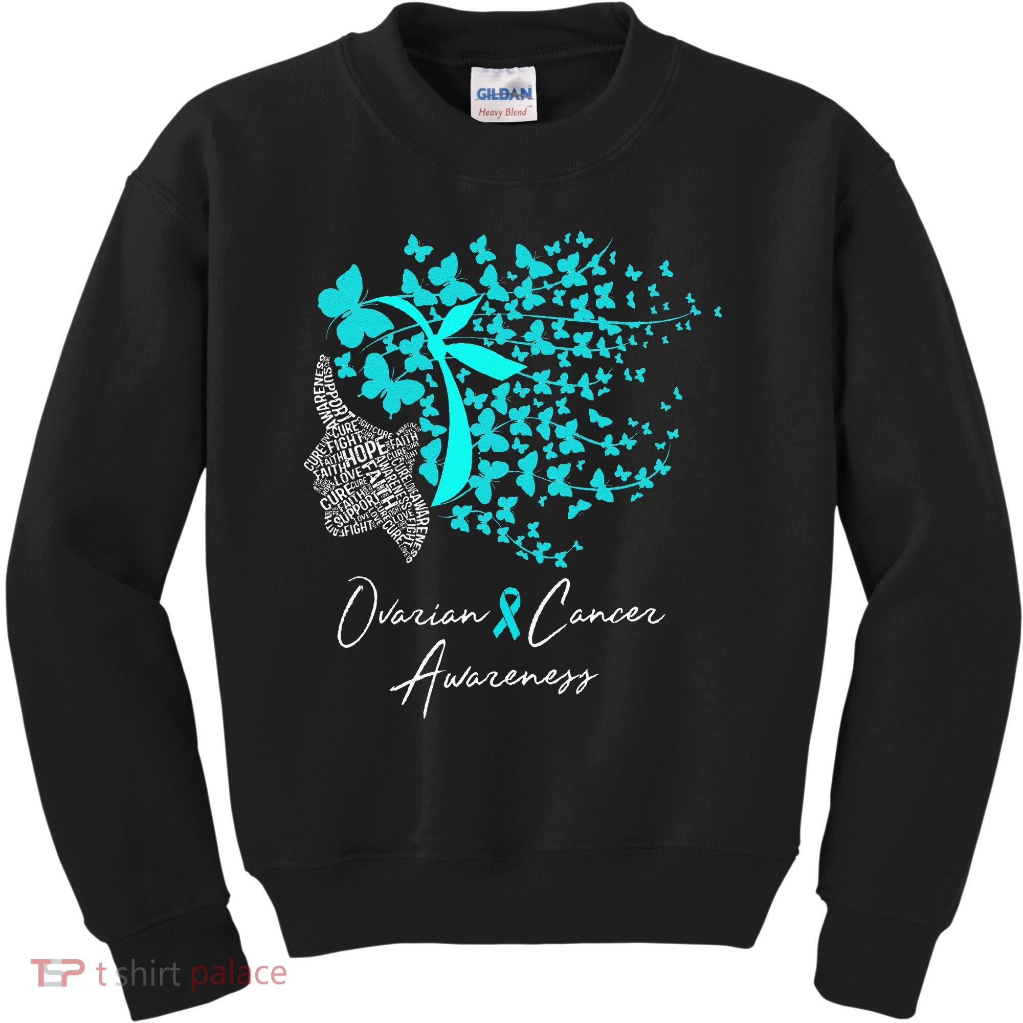 Ovarian Cancer Awareness Teal Butterflies Kids Sweatshirt