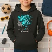 Ovarian Cancer Awareness Teal Butterflies Kids Hoodie thumb 2