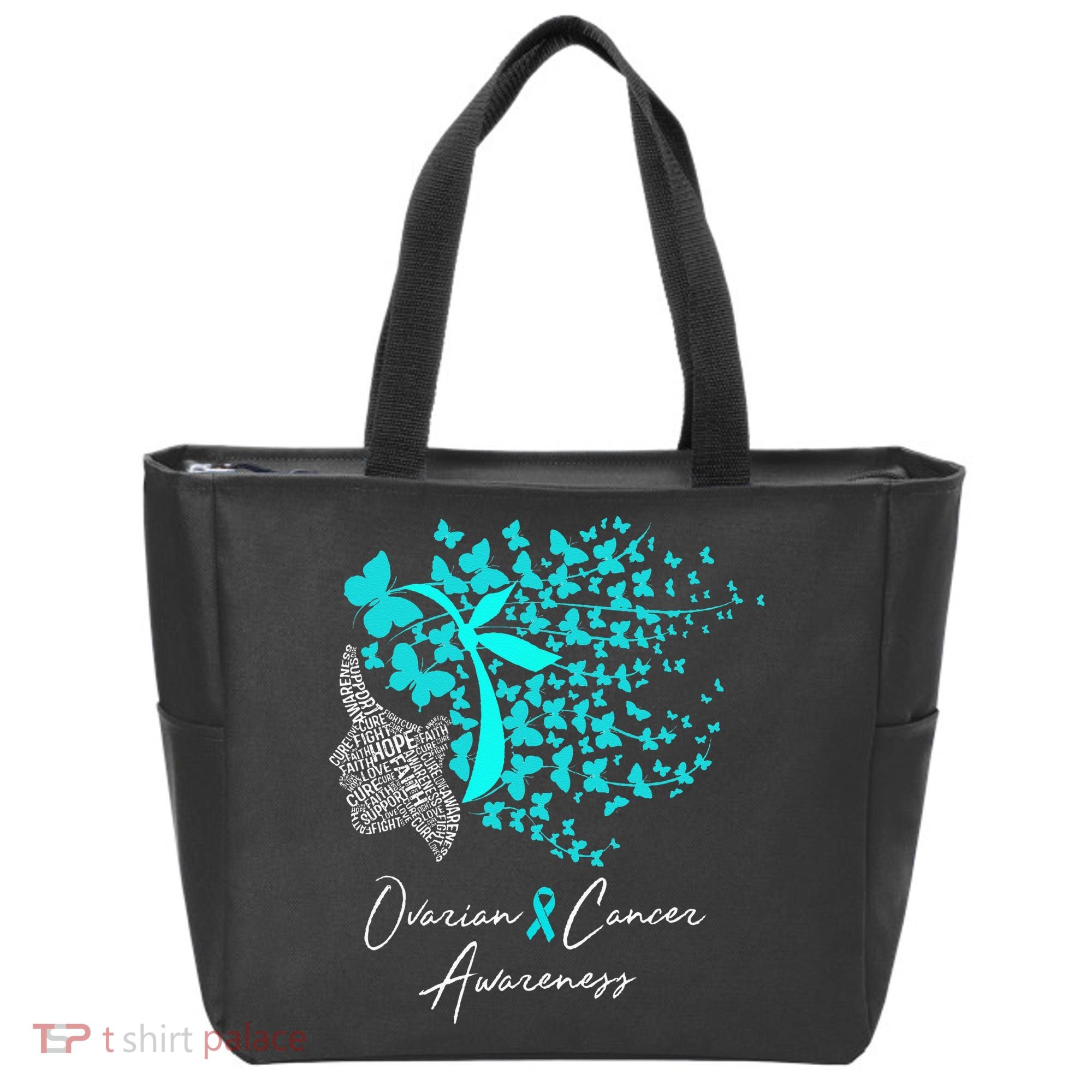 Ovarian Cancer Awareness Teal Butterflies Tote Bag