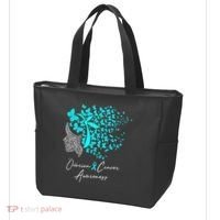 Ovarian Cancer Awareness Teal Butterflies Tote Bag thumb 3
