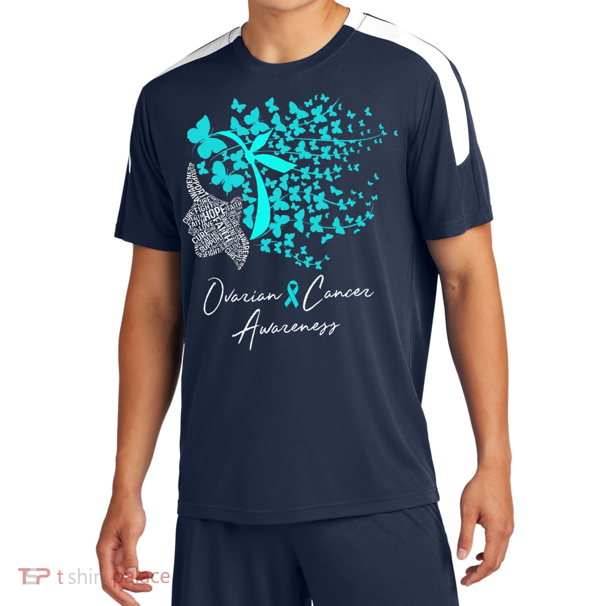 Ovarian Cancer Awareness Teal Butterflies Sport-Tek Competitor United Soccer Jersey