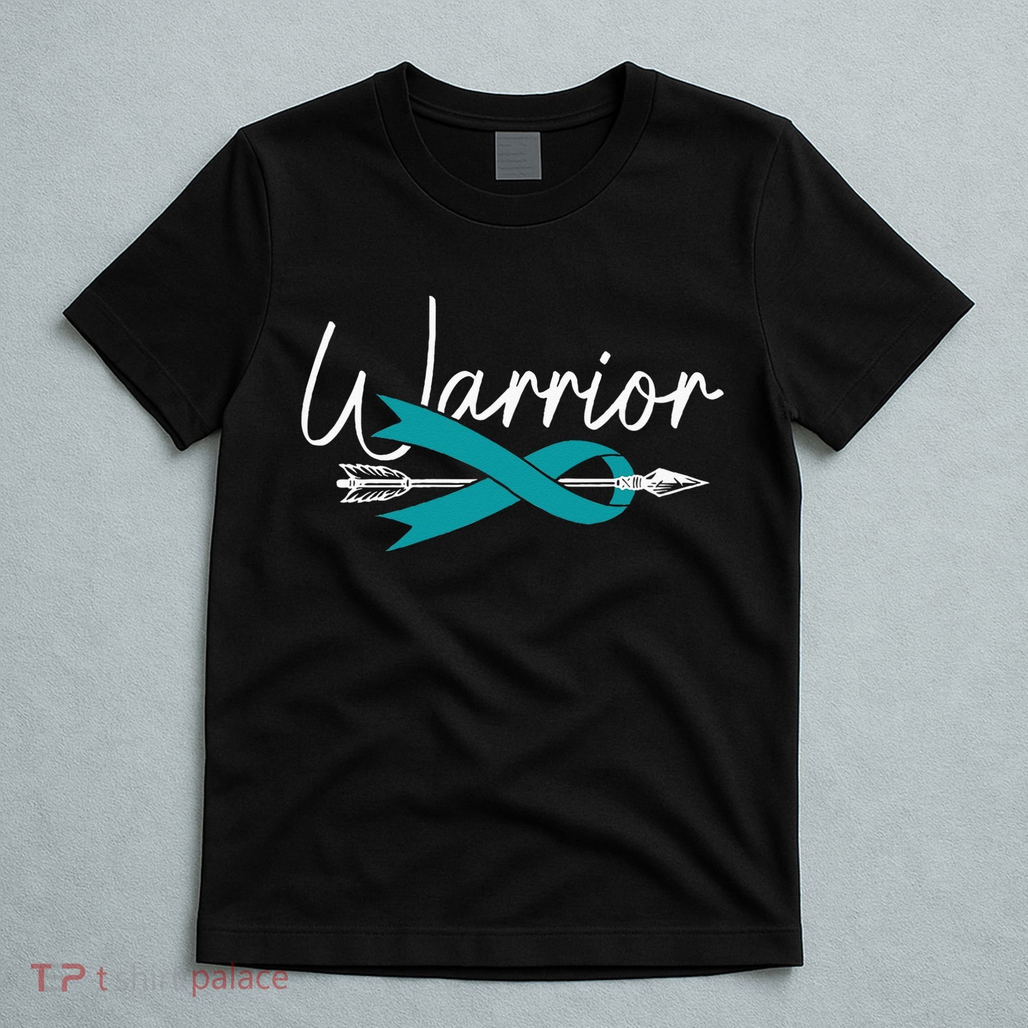 Ovarian Cancer Awareness Month Woman Teal Ribbon Warrior T-Shirt