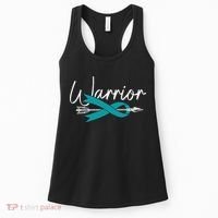 Ovarian Cancer Awareness Month Woman Teal Ribbon Warrior Women's Tank Top thumb 0