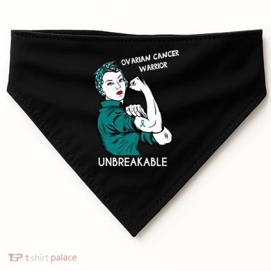 Ovarian Cancer Awareness Month Unbreakable Warrior Gift USA-Made Doggie Bandana