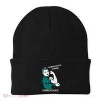 Ovarian Cancer Awareness Month Unbreakable Warrior Gift Beanie thumb 0