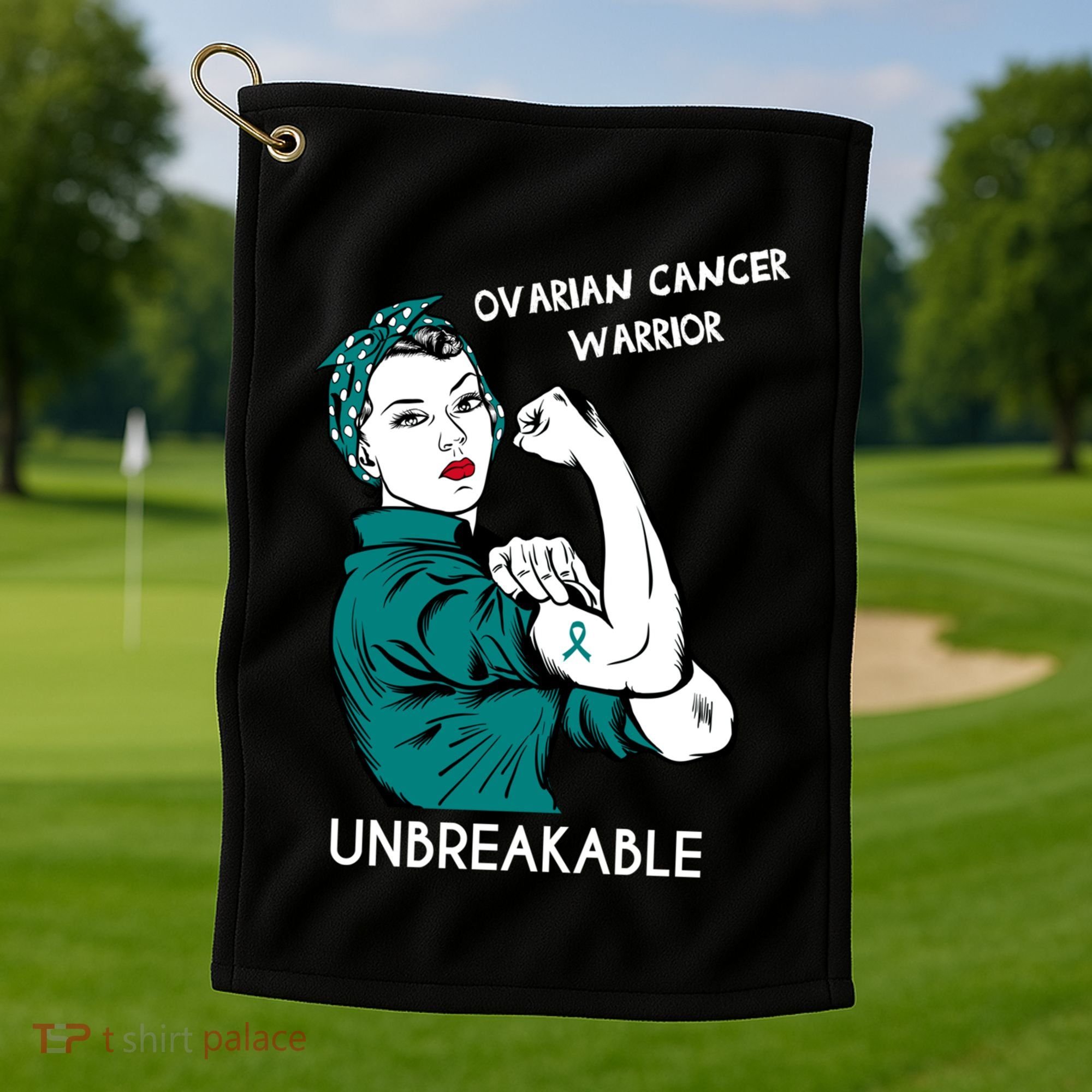 Ovarian Cancer Awareness Month Unbreakable Warrior Gift Golf Towel