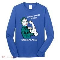 Ovarian Cancer Awareness Month Unbreakable Warrior Gift Long Sleeve Shirt thumb 0