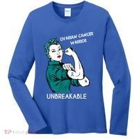 Ovarian Cancer Awareness Month Unbreakable Warrior Gift Women's Long Sleeve Shirt thumb 0