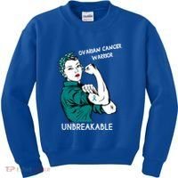 Ovarian Cancer Awareness Month Unbreakable Warrior Gift Kids Sweatshirt thumb 0