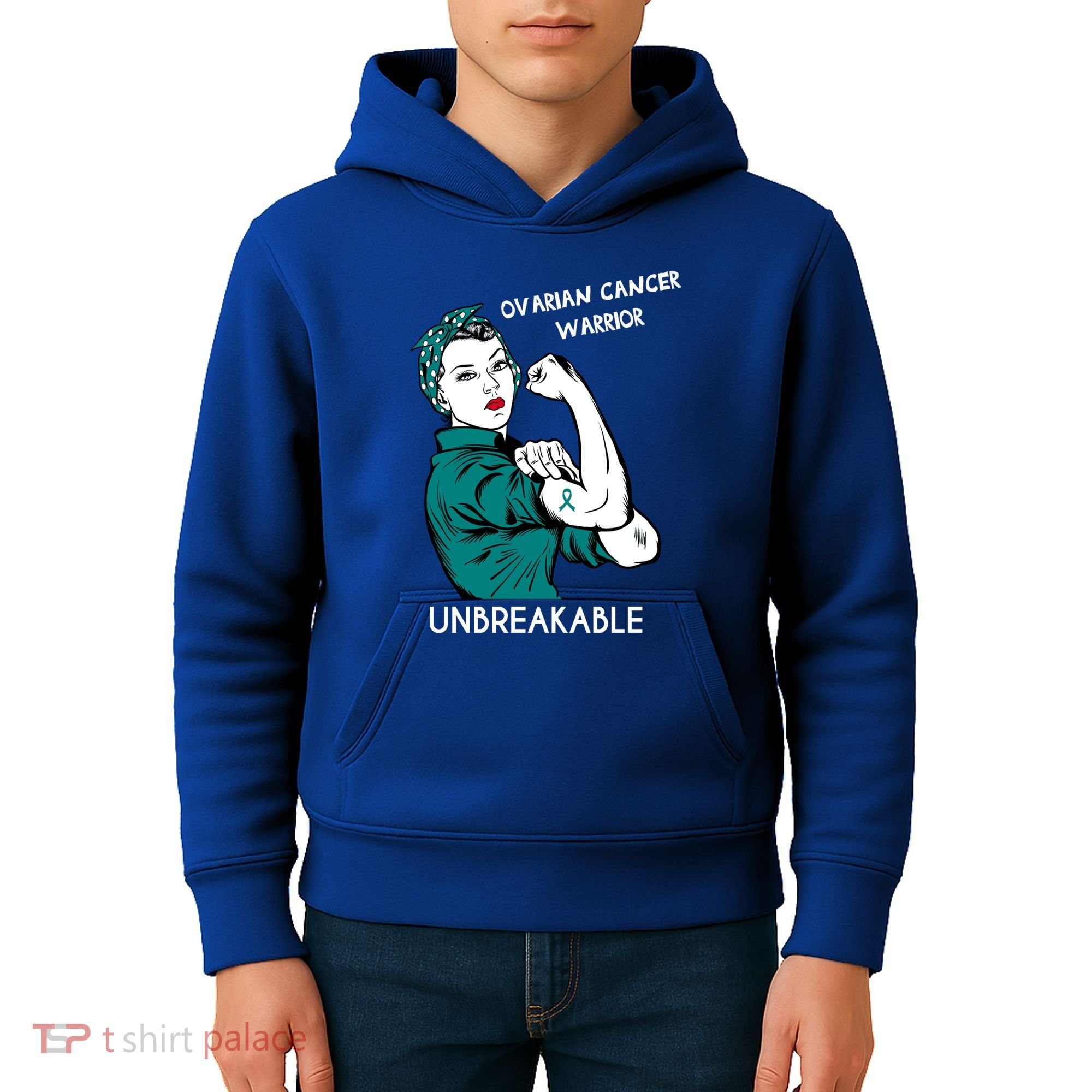 Ovarian Cancer Awareness Month Unbreakable Warrior Gift Kids Hoodie