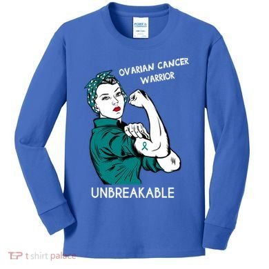 Ovarian Cancer Awareness Month Unbreakable Warrior Gift Kids Long Sleeve Shirt