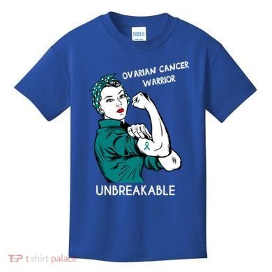 Ovarian Cancer Awareness Month Unbreakable Warrior Gift Kids T-Shirt
