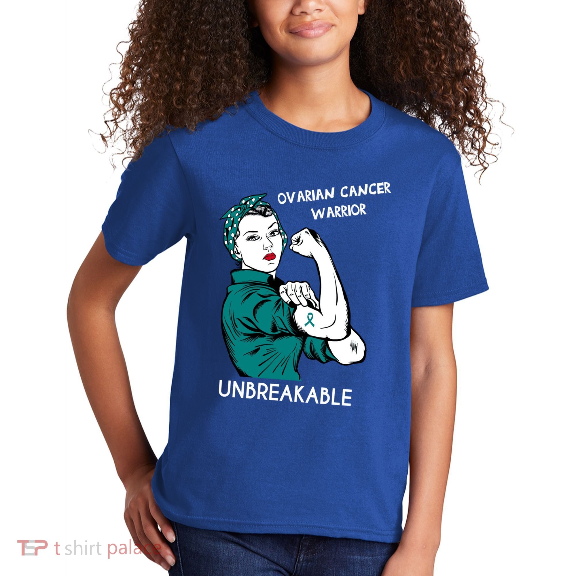 Ovarian Cancer Awareness Month Unbreakable Warrior Gift Kids T-Shirt