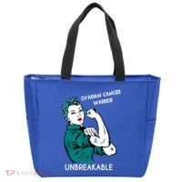 Ovarian Cancer Awareness Month Unbreakable Warrior Gift Tote Bag thumb 0