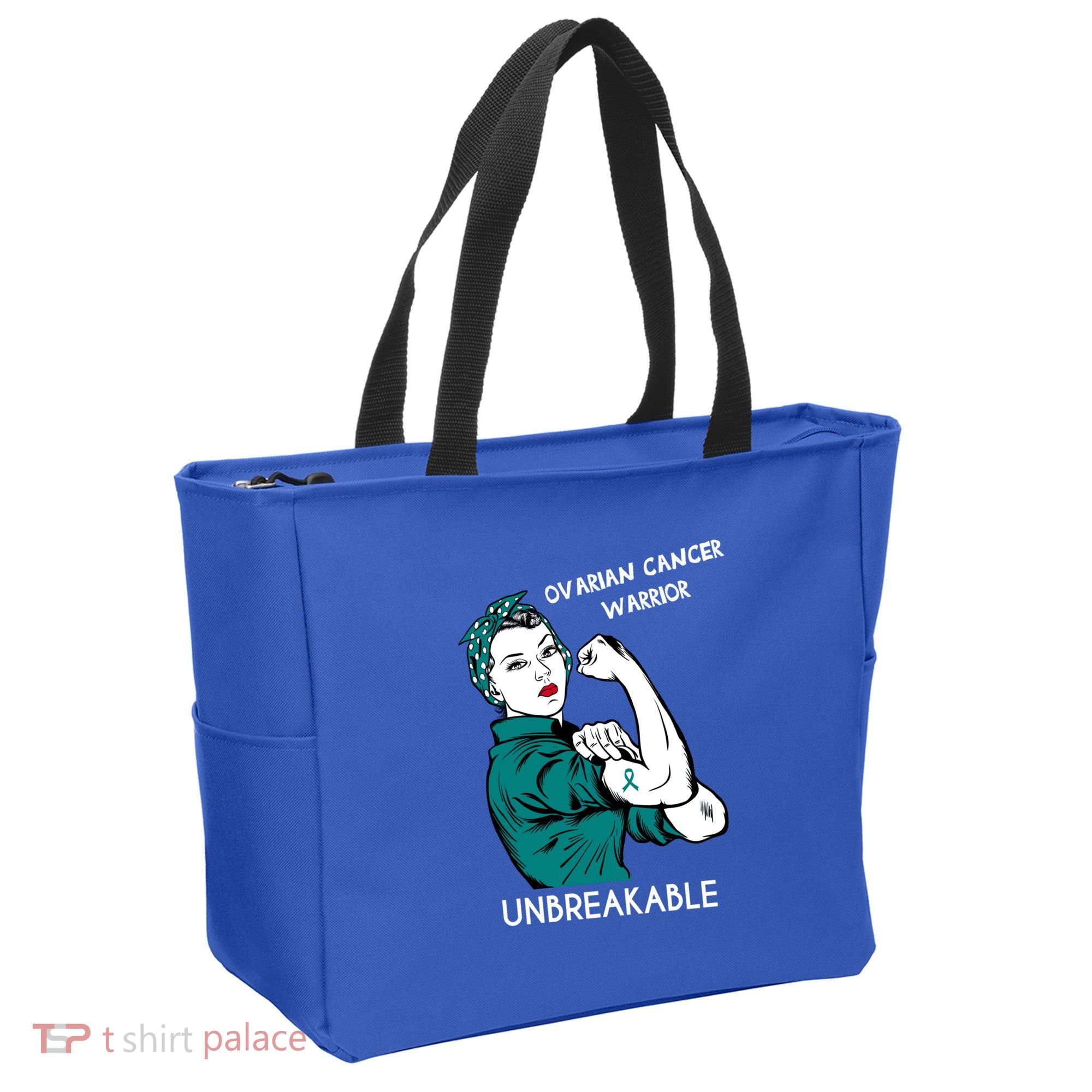 Ovarian Cancer Awareness Month Unbreakable Warrior Gift Tote Bag
