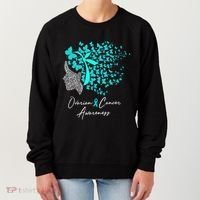 Ovarian Cancer Awareness Teal Butterflies Gift Women's Sweatshirt thumb 0